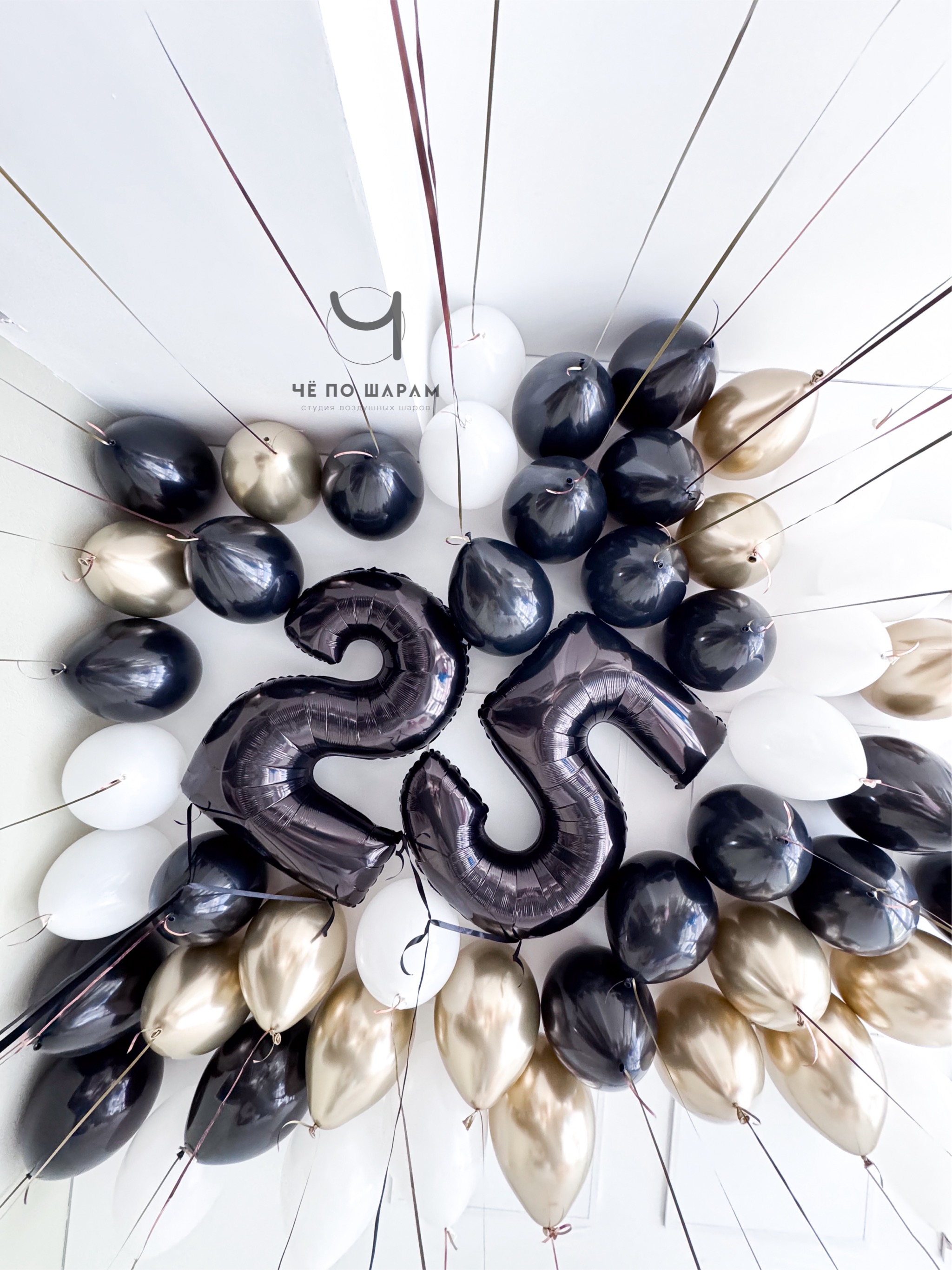 Шары в потолок с цифрами 25 | оформление шарами с доставкой Коломна
