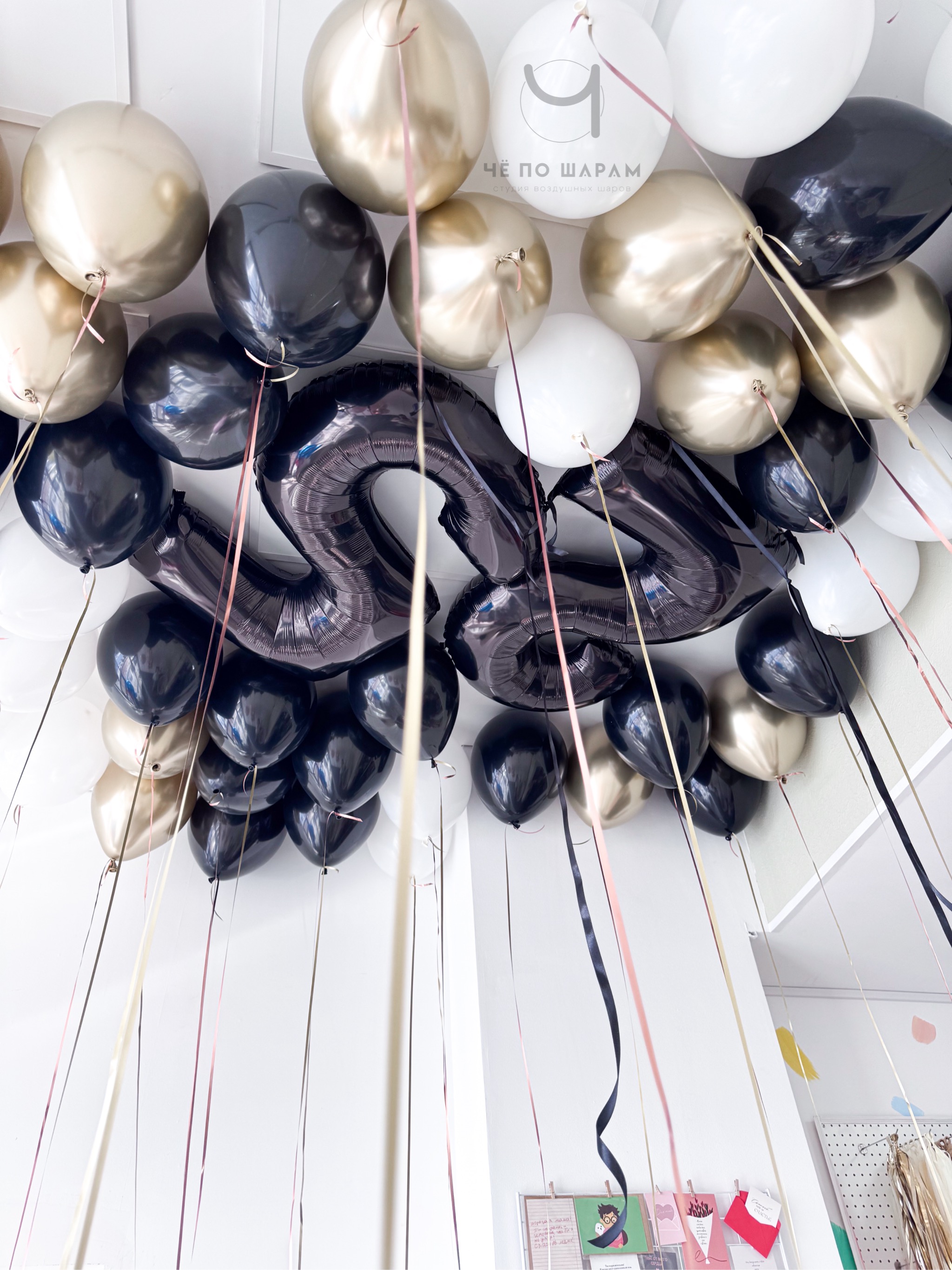 Шары в потолок с цифрами 25 | оформление шарами с доставкой Коломна фото 3