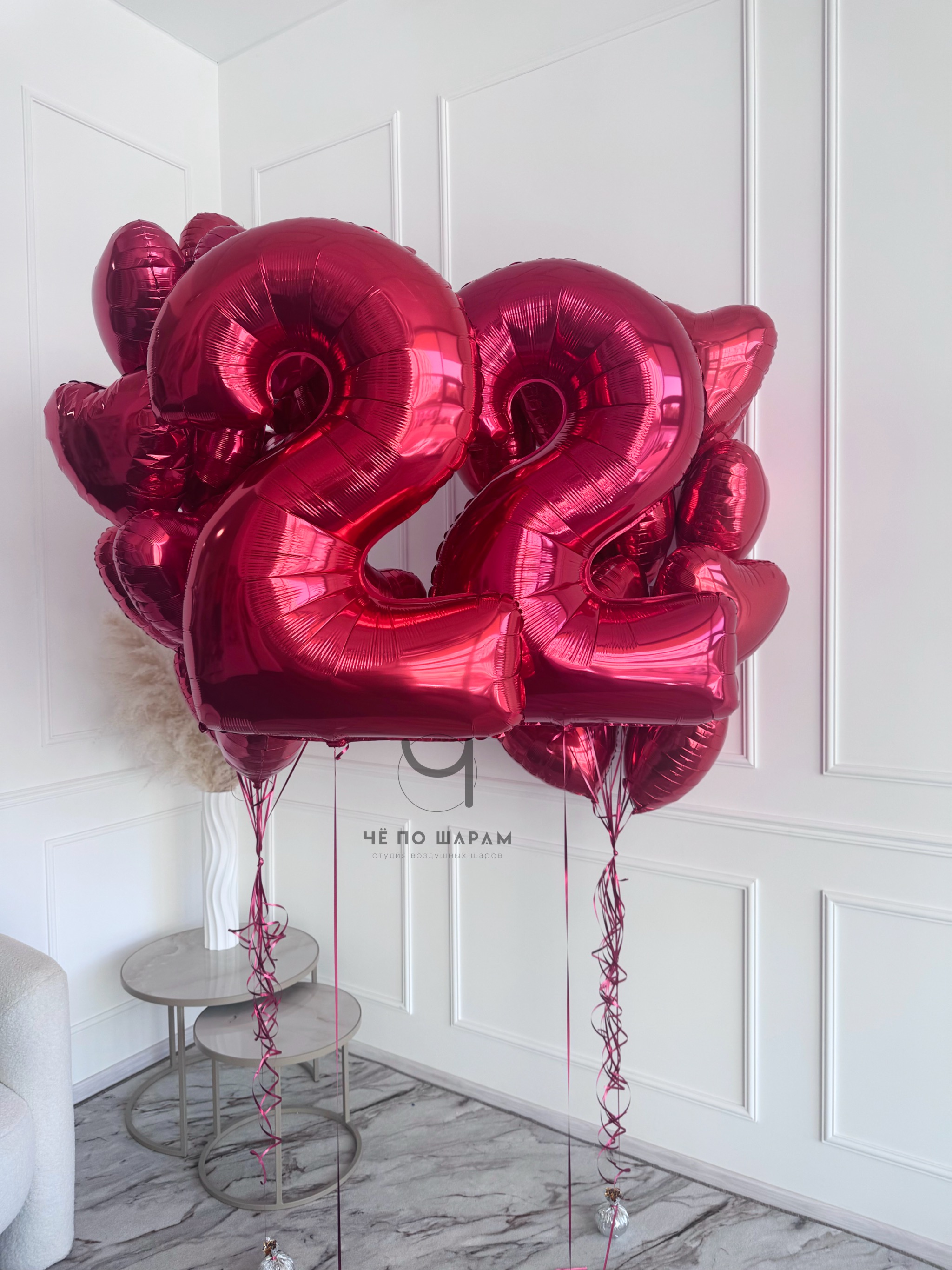 Шары красные сердца и цифры фото 3